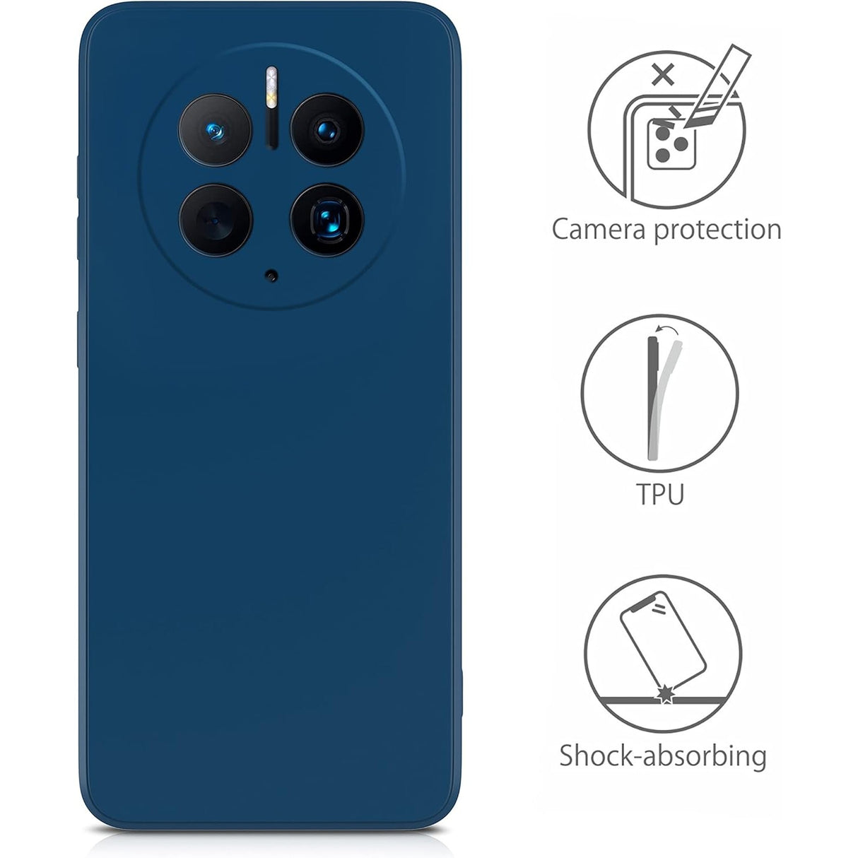 Husa de Protectie, Flippy, pentru Huawei Mate 50 Pro, Liquid Silicone, cu Microfibra pe Interior, Protectie Antisoc, Compatibil Incarcare Wireless, Albastru - vivimall.ro