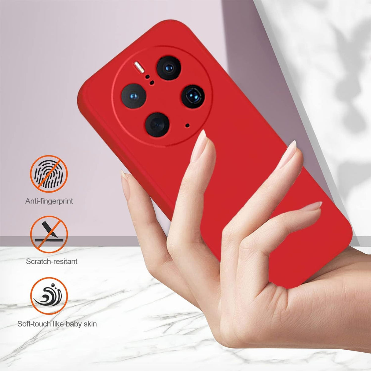 Husa de Protectie, Vivimall, pentru Huawei Mate 50 Pro, Liquid Silicone, cu Microfibra pe Interior, Protectie Antisoc, Compatibil Incarcare Wireless, Rosu - vivimall.ro