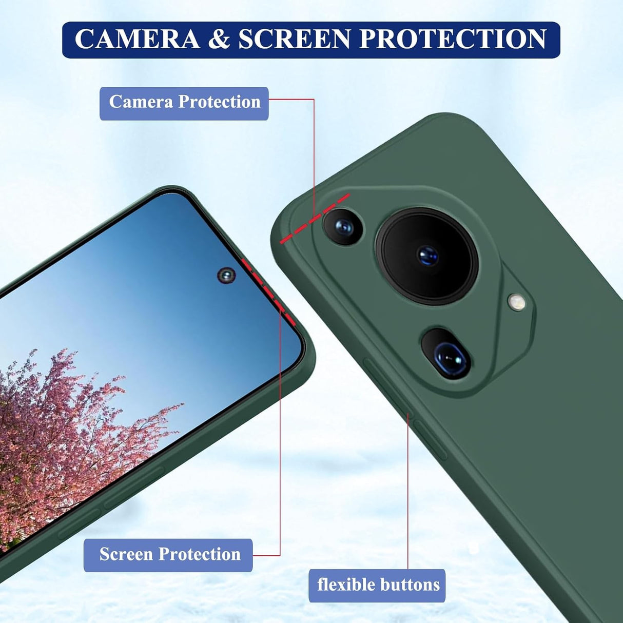 Husa de Protectie, Flippy, pentru Huawei Pura 70, Liquid Silicone, cu Microfibra pe Interior, Protectie Antisoc, Compatibil Incarcare Wireless, Verde - vivimall.ro
