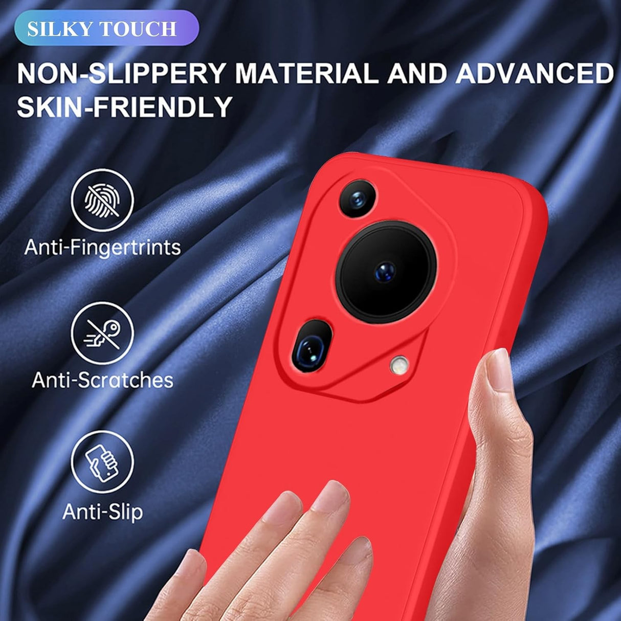 Husa de Protectie, Vivimall, pentru Huawei Pura 70 Pro, Liquid Silicone, cu Microfibra pe Interior, Protectie Antisoc, Compatibil Incarcare Wireless, Rosu - vivimall.ro