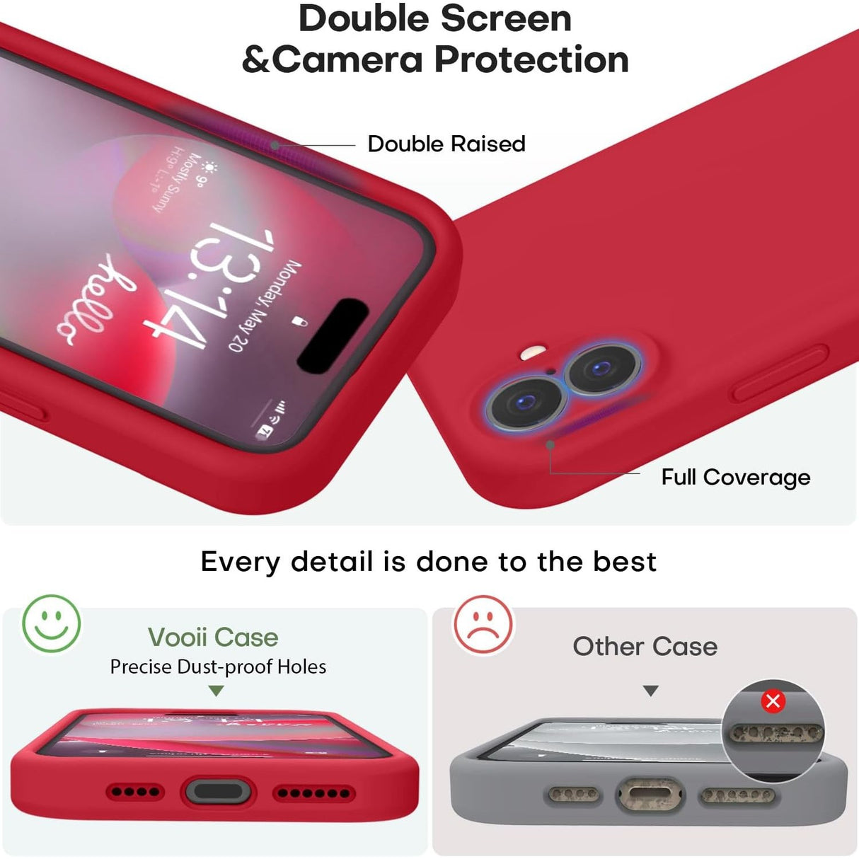 Husa de Protectie, Vivimall, pentru iPhone 16 Plus, Liquid Silicone, cu Microfibra pe Interior, Protectie Antisoc, Compatibil Incarcare Wireless, Rosu - vivimall.ro