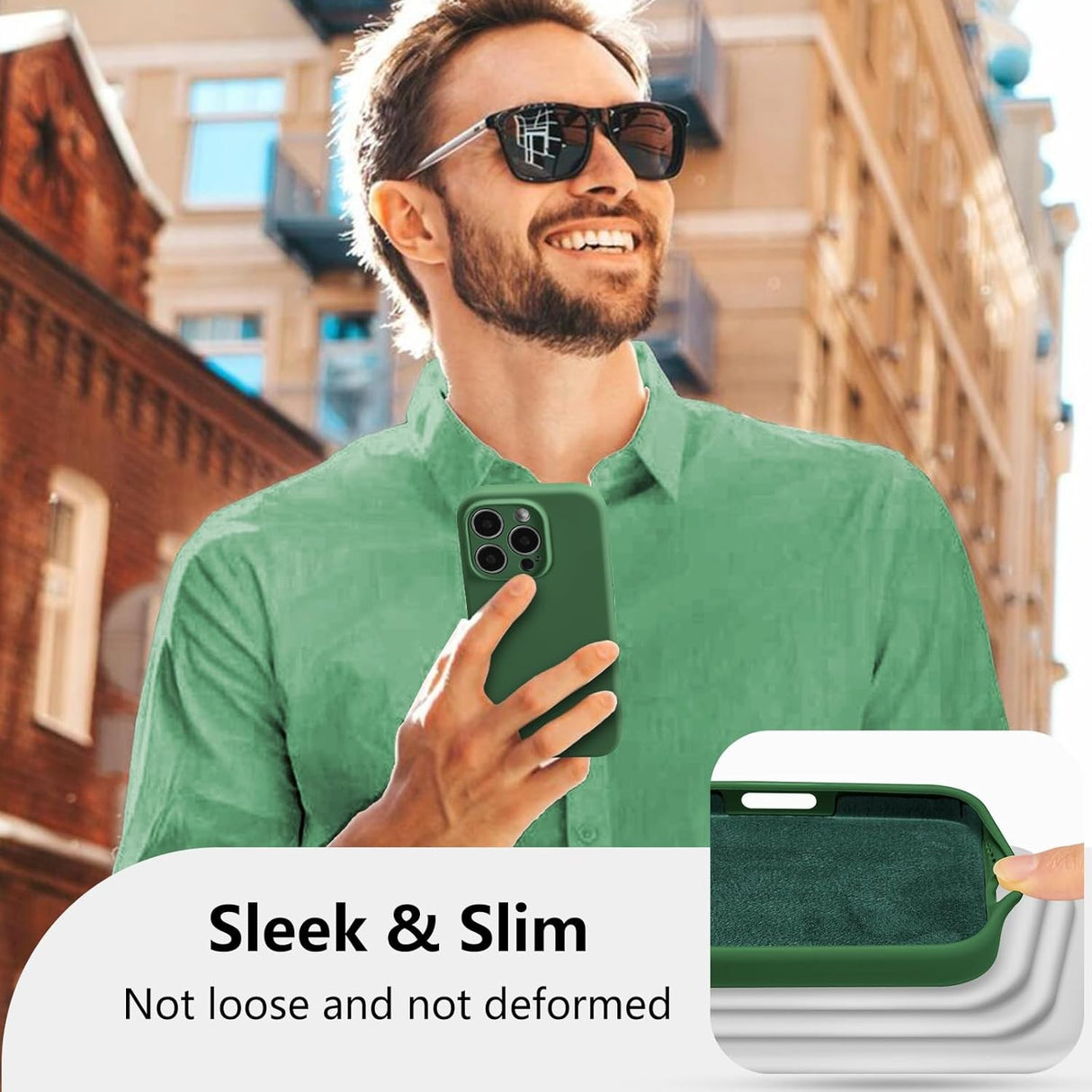 Husa de Protectie, Vivimall, pentru iPhone 16 Pro, Liquid Silicone, cu Microfibra pe Interior, Protectie Antisoc, Compatibil Incarcare Wireless, Verde - vivimall.ro