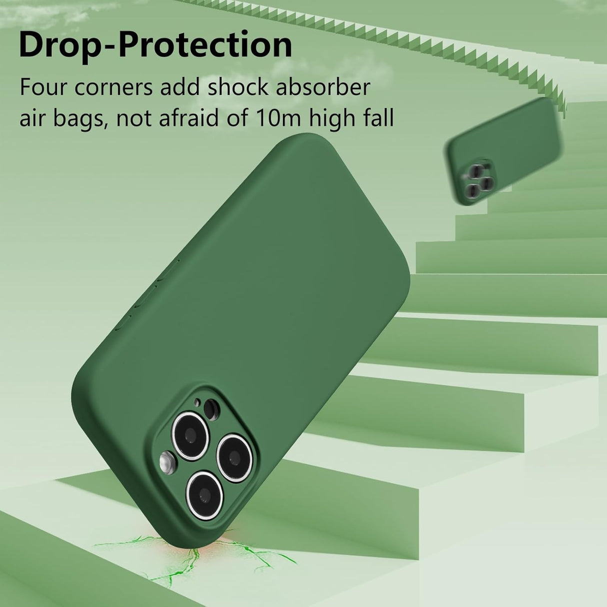 Husa de Protectie, Vivimall, pentru iPhone 16 Pro, Liquid Silicone, cu Microfibra pe Interior, Protectie Antisoc, Compatibil Incarcare Wireless, Verde - vivimall.ro