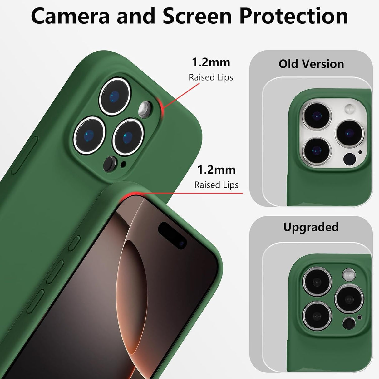Husa de Protectie, Vivimall, pentru iPhone 16 Pro, Liquid Silicone, cu Microfibra pe Interior, Protectie Antisoc, Compatibil Incarcare Wireless, Verde - vivimall.ro