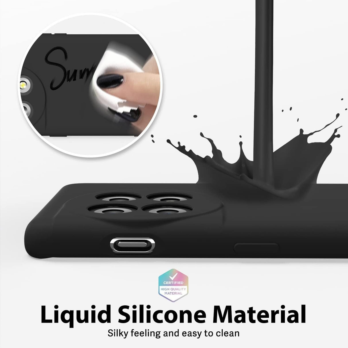 Husa de Protectie, Vivimall, pentru OnePlus 11 5G, Liquid Silicone, cu Microfibra pe Interior, Protectie Antisoc, Compatibil Incarcare Wireless, Negru - vivimall.ro