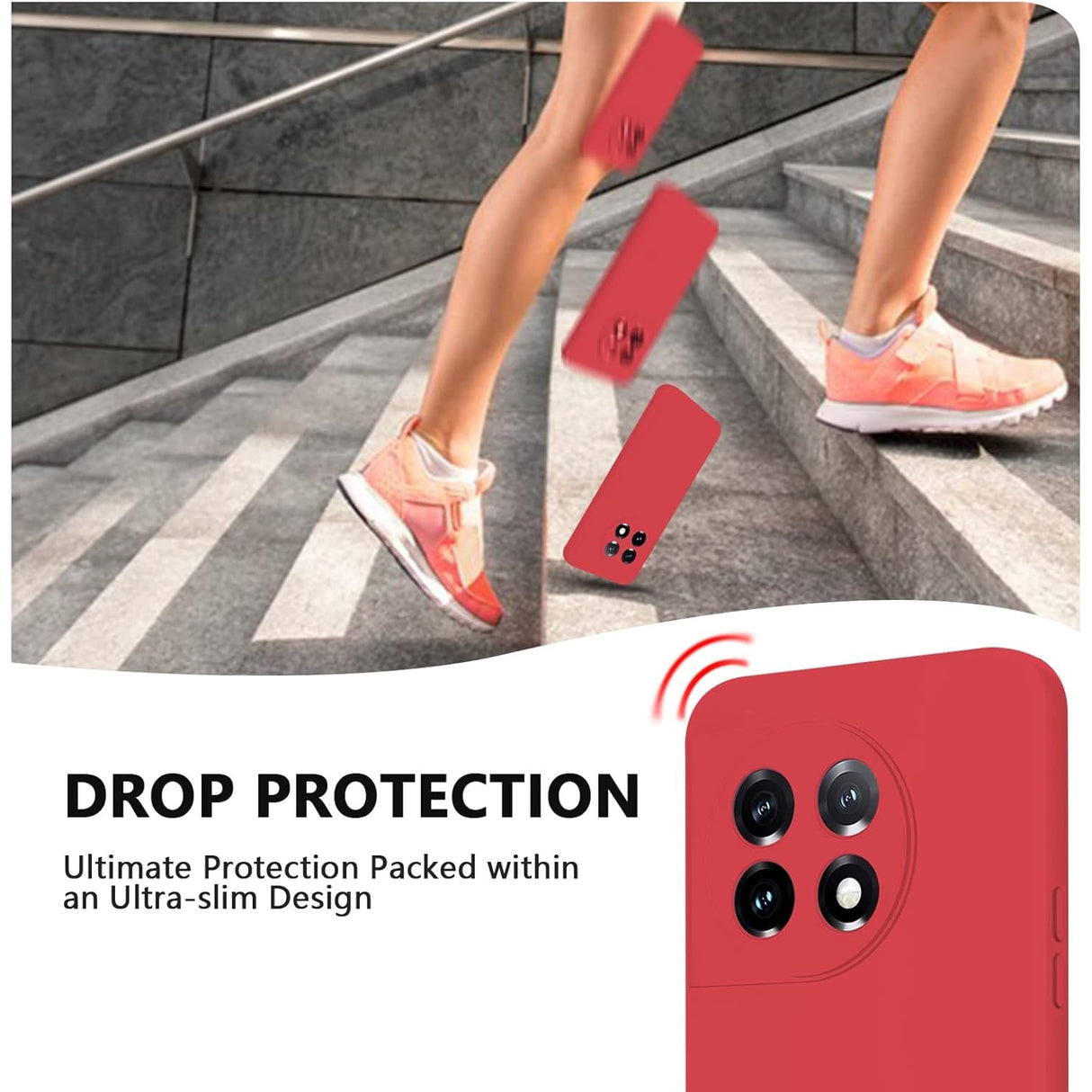 Husa de Protectie, Vivimall, pentru OnePlus 11 5G, Liquid Silicone, cu Microfibra pe Interior, Protectie Antisoc, Compatibil Incarcare Wireless, Rosu - vivimall.ro