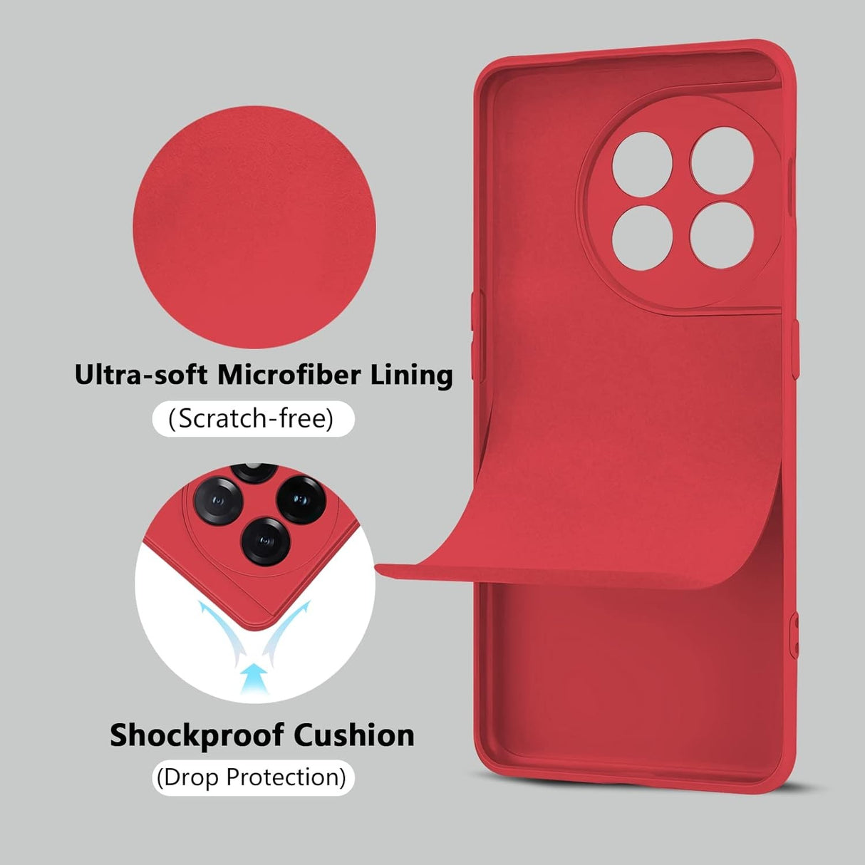 Husa de Protectie, Vivimall, pentru OnePlus 11 5G, Liquid Silicone, cu Microfibra pe Interior, Protectie Antisoc, Compatibil Incarcare Wireless, Rosu - vivimall.ro