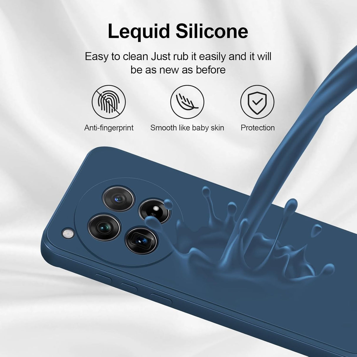 Husa de Protectie, Vivimall, pentru OnePlus 12 5G, Liquid Silicone, cu Microfibra pe Interior, Protectie Antisoc, Compatibil Incarcare Wireless, Albastru - vivimall.ro