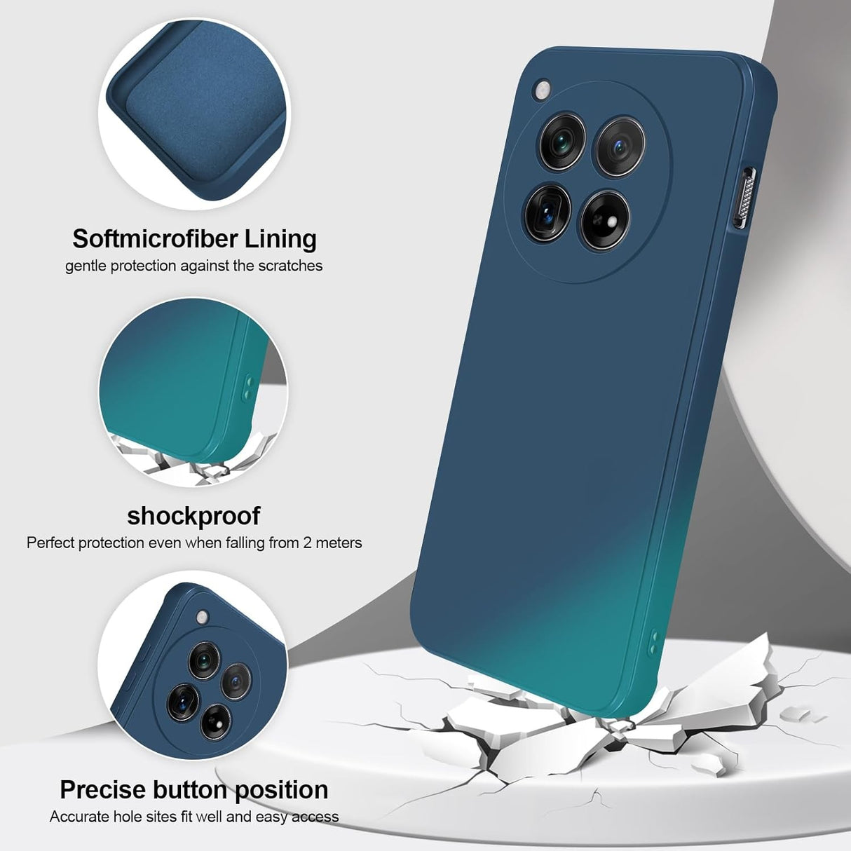 Husa de Protectie, Vivimall, pentru OnePlus 12 5G, Liquid Silicone, cu Microfibra pe Interior, Protectie Antisoc, Compatibil Incarcare Wireless, Albastru - vivimall.ro
