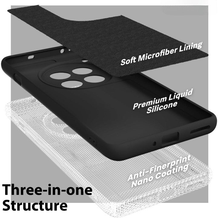 Husa de Protectie, Vivimall, pentru OnePlus 12 5G, Liquid Silicone, cu Microfibra pe Interior, Protectie Antisoc, Compatibil Incarcare Wireless, Negru - vivimall.ro