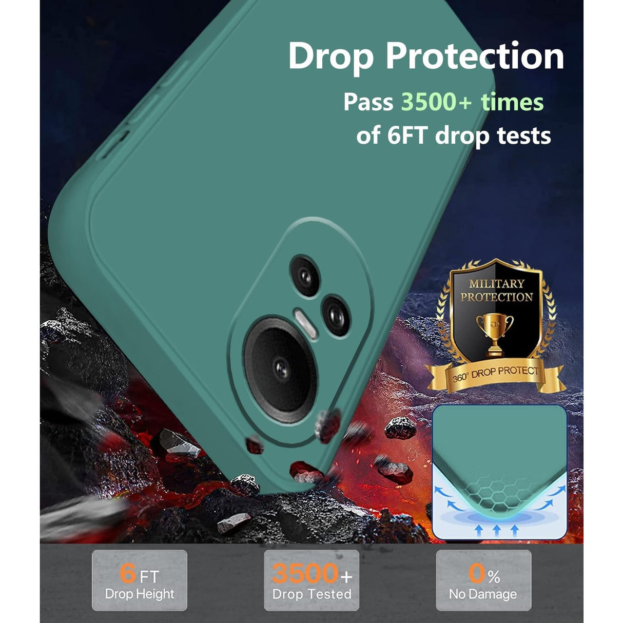 Husa de Protectie, Vivimall, pentru Oppo Reno 10 Pro 5G, Liquid Silicone, cu Microfibra pe Interior, Protectie Antisoc, Compatibil Incarcare Wireless, Verde - vivimall.ro