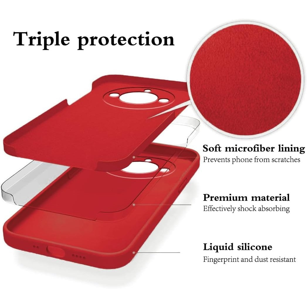 Husa de Protectie, Vivimall, pentru Realme 11 Pro Plus, Liquid Silicone, cu Microfibra pe Interior, Protectie Antisoc, Compatibil Incarcare Wireless, Rosu - vivimall.ro