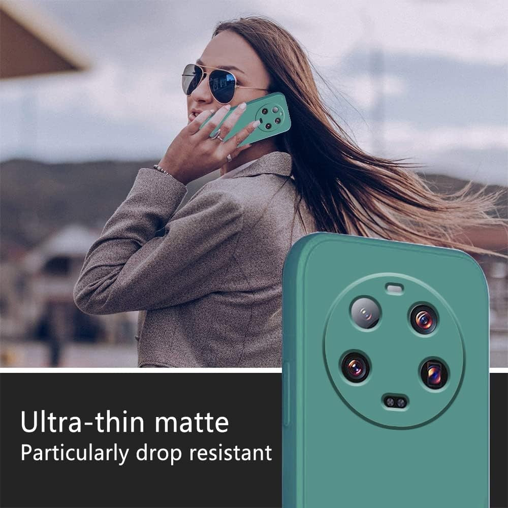 Husa de Protectie, Vivimall, pentru Xiaomi 14 Ultra, Liquid Silicone, cu Microfibra pe Interior, Protectie Antisoc, Compatibil Incarcare Wireless, Verde - vivimall.ro