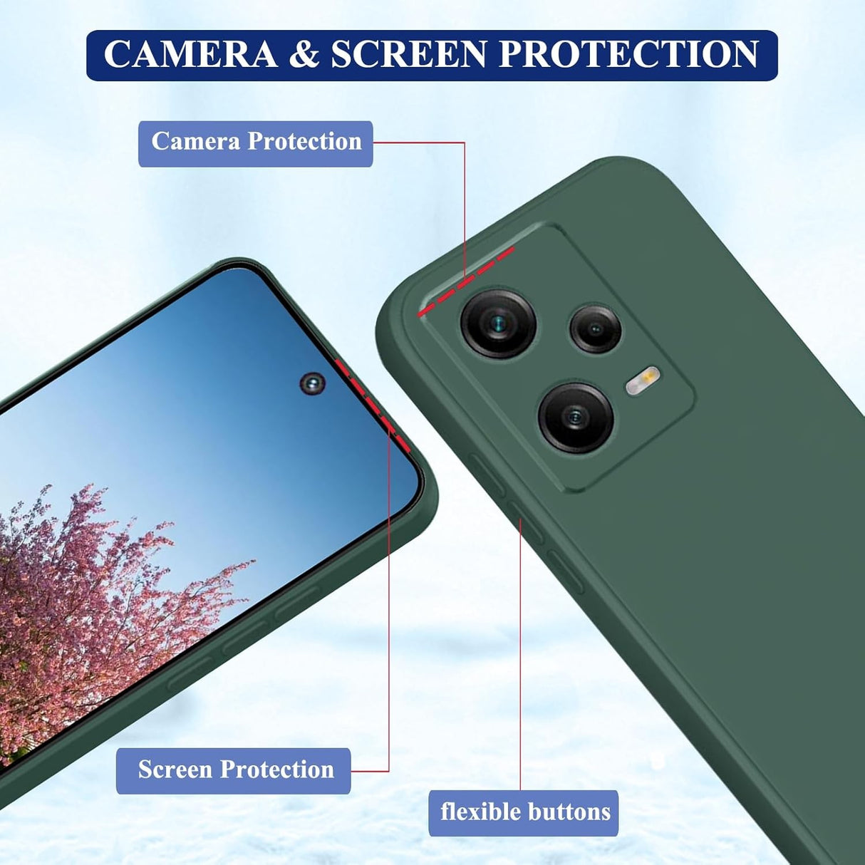 Husa de Protectie, Vivimall, pentru Xiaomi Redmi Note 12 Pro 5G, Liquid Silicone, cu Microfibra pe Interior, Protectie Antisoc, Compatibil Incarcare Wireless, Verde - vivimall.ro