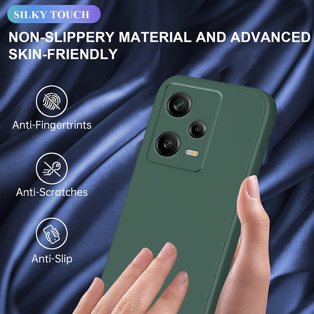 Husa de Protectie, Vivimall, pentru Xiaomi Redmi Note 12 Pro 5G, Liquid Silicone, cu Microfibra pe Interior, Protectie Antisoc, Compatibil Incarcare Wireless, Verde - vivimall.ro