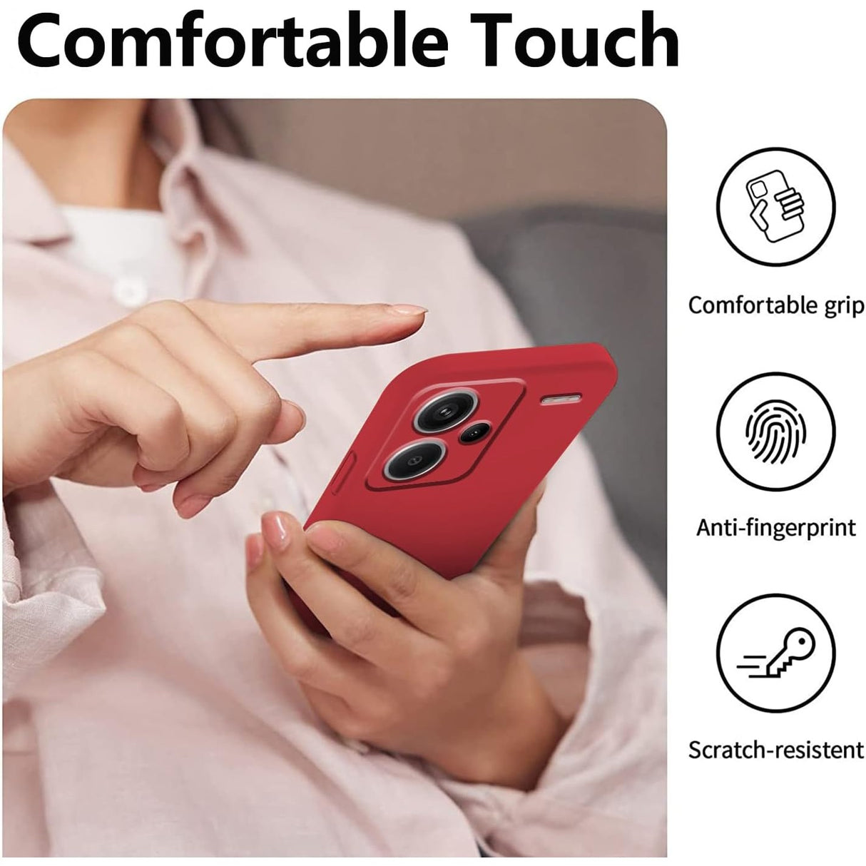 Husa de Protectie, Vivimall, pentru Xiaomi Redmi Note 13 Pro Plus 5G, Liquid Silicone, cu Microfibra pe Interior, Protectie Antisoc, Compatibil Incarcare Wireless, Rosu - vivimall.ro
