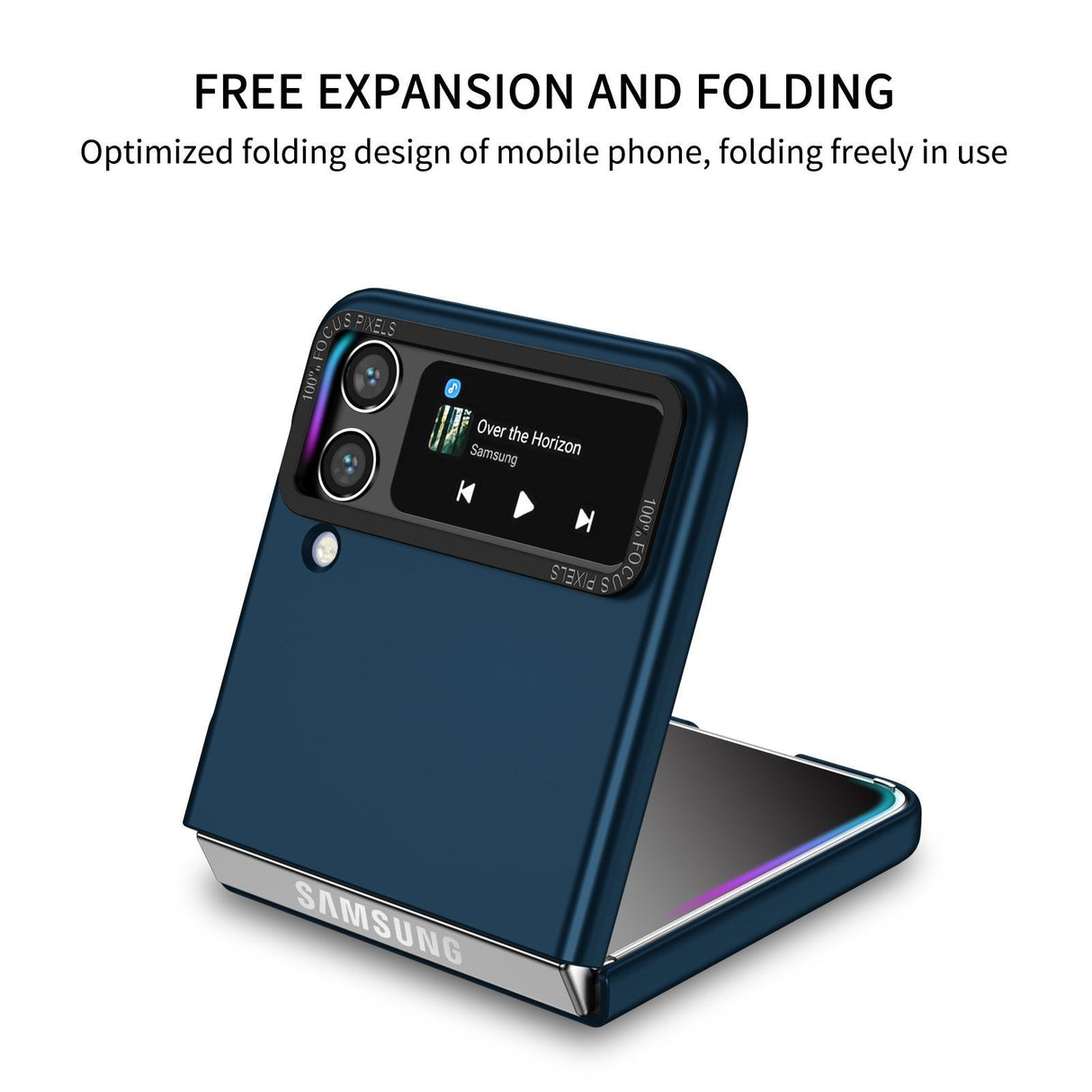 Husa de protectie Flippy, Pliere Tridimensionala, Multifunctionala, PC, pentru Samsung Galaxy Z Flip 3 , Albastru - vivimall.ro
