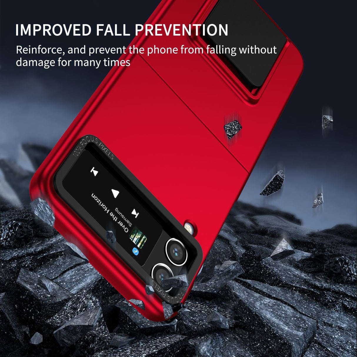 Husa de Protectie, Vivimall, pentru Samsung Galaxy Z Flip 5, din PC, cu Pliere Tridimensionala, Multifunctionala, Rosie - vivimall.ro
