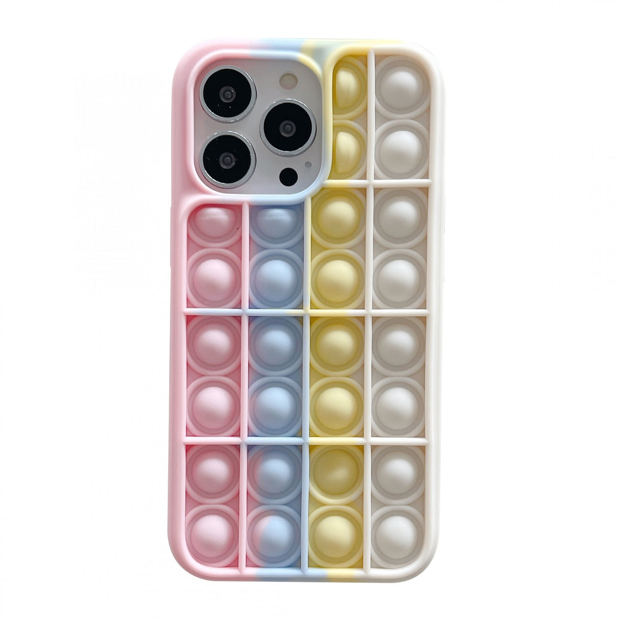 Husă Pop It silicon multicolor pentru iPhone 13 Pro, Model 5 – vedere frontală cu design tridimensional bule