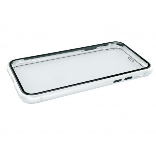 Husa de protectie Magnetic 360, Folie sticla inclusa, pentru Apple iPhone X, Argintiu - vivimall.ro
