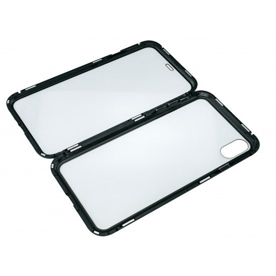 Husa de protectie Magnetic 360, Folie sticla inclusa, pentru Apple iPhone X, Negru - vivimall.ro