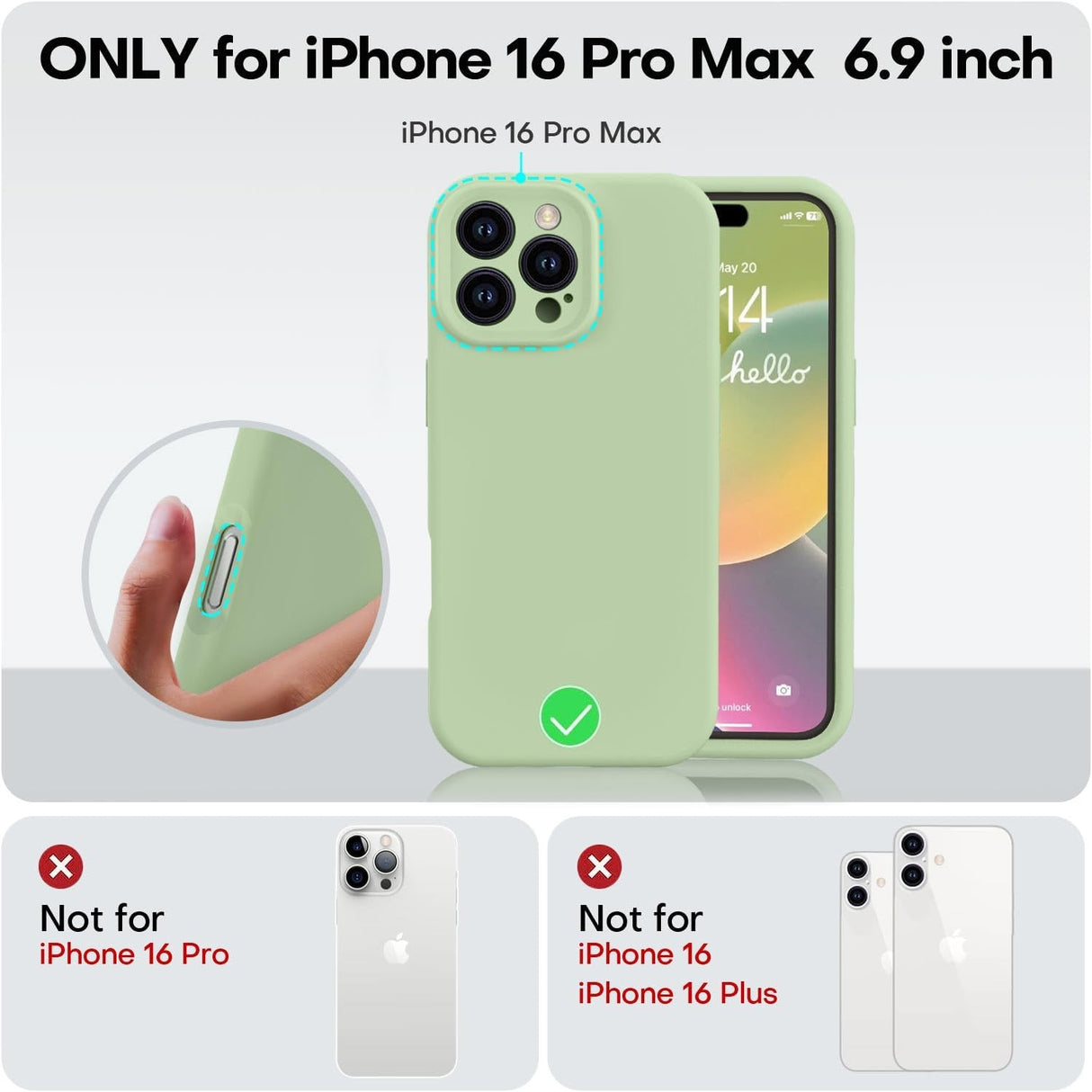 Husă antisoc verde iPhone 16 Pro Max din TPU flexibil, acoperire completă spate