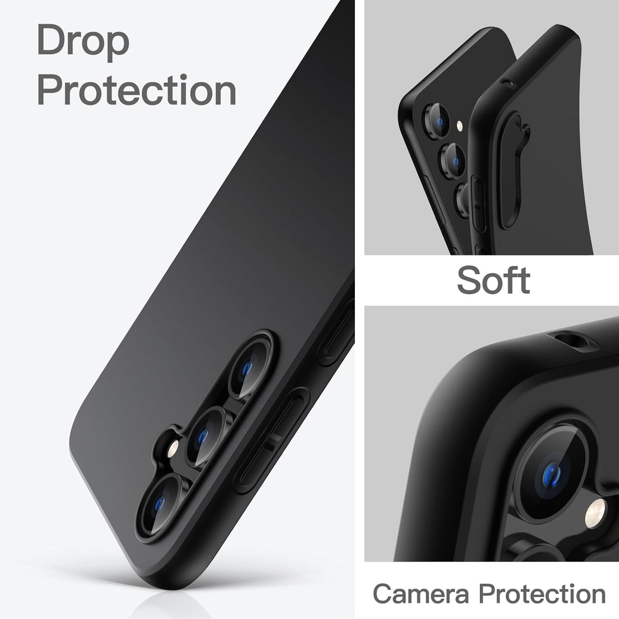 Husa de Protectie Matte TPU, Vivimall, pentru Samsung Galaxy S23 FE 5G, Protectie Camera, Antisoc, Antizgariere, Antialunecare, Acoperire Completa, Negru - vivimall.ro