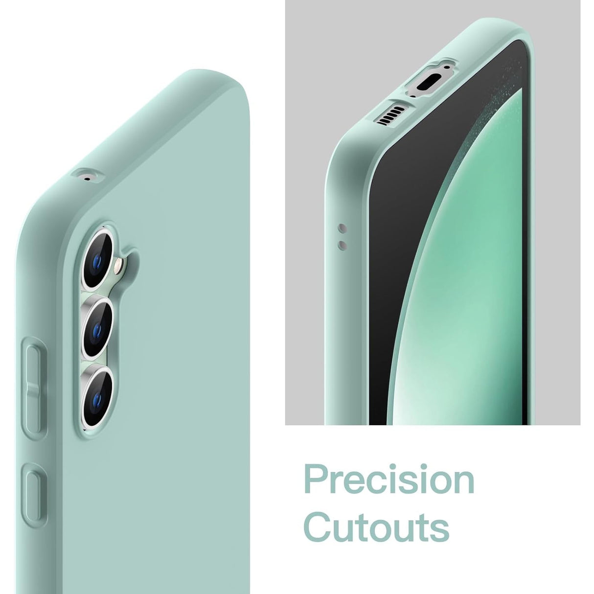 Husă Samsung Galaxy S23 FE 5G verde mat, vedere laterală, design ultra-subțire și flexibil