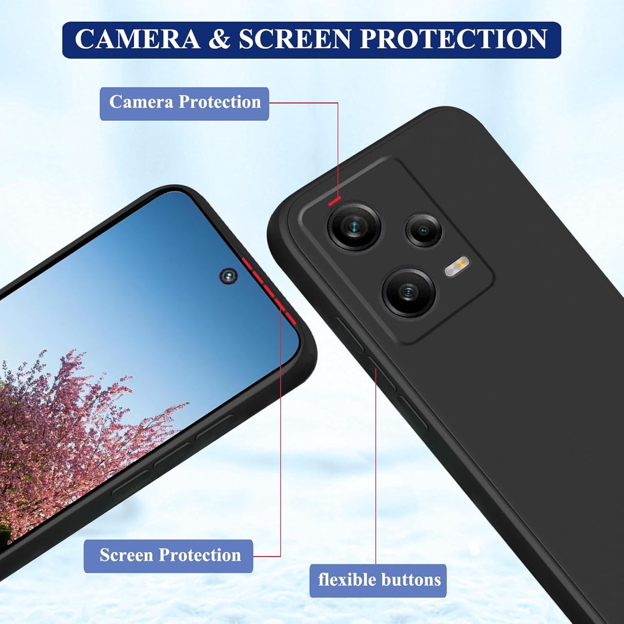 Husă protecție Redmi 12 Pro matte TPU, vedere lateral stânga, design subțire antisoc