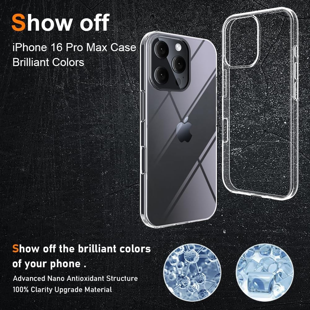 Husa de Protectie din Silicon, pentru Apple iPhone 16 Pro Max, PC, Antisoc, Rezistenta la Impact, Transparenta - vivimall.ro