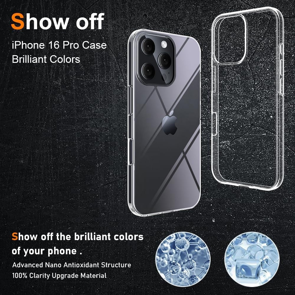 Husa de Protectie din Silicon, pentru Apple iPhone 16 Pro, PC, Antisoc, Rezistenta la Impact, Transparenta - vivimall.ro