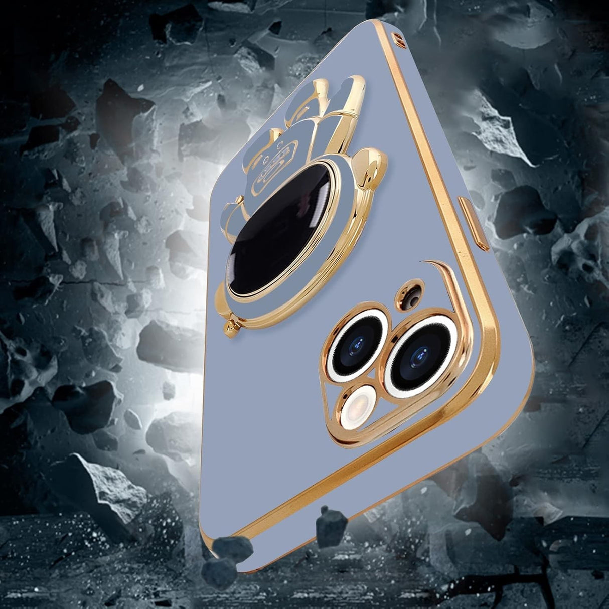 Husa de Protectie TPU 2in1, Vivimall, pentru Apple iPhone 14 Plus, Astronaut cu Suport, Antisoc, Rezistenta la Impact, Protectie Camera, Albastru - vivimall.ro