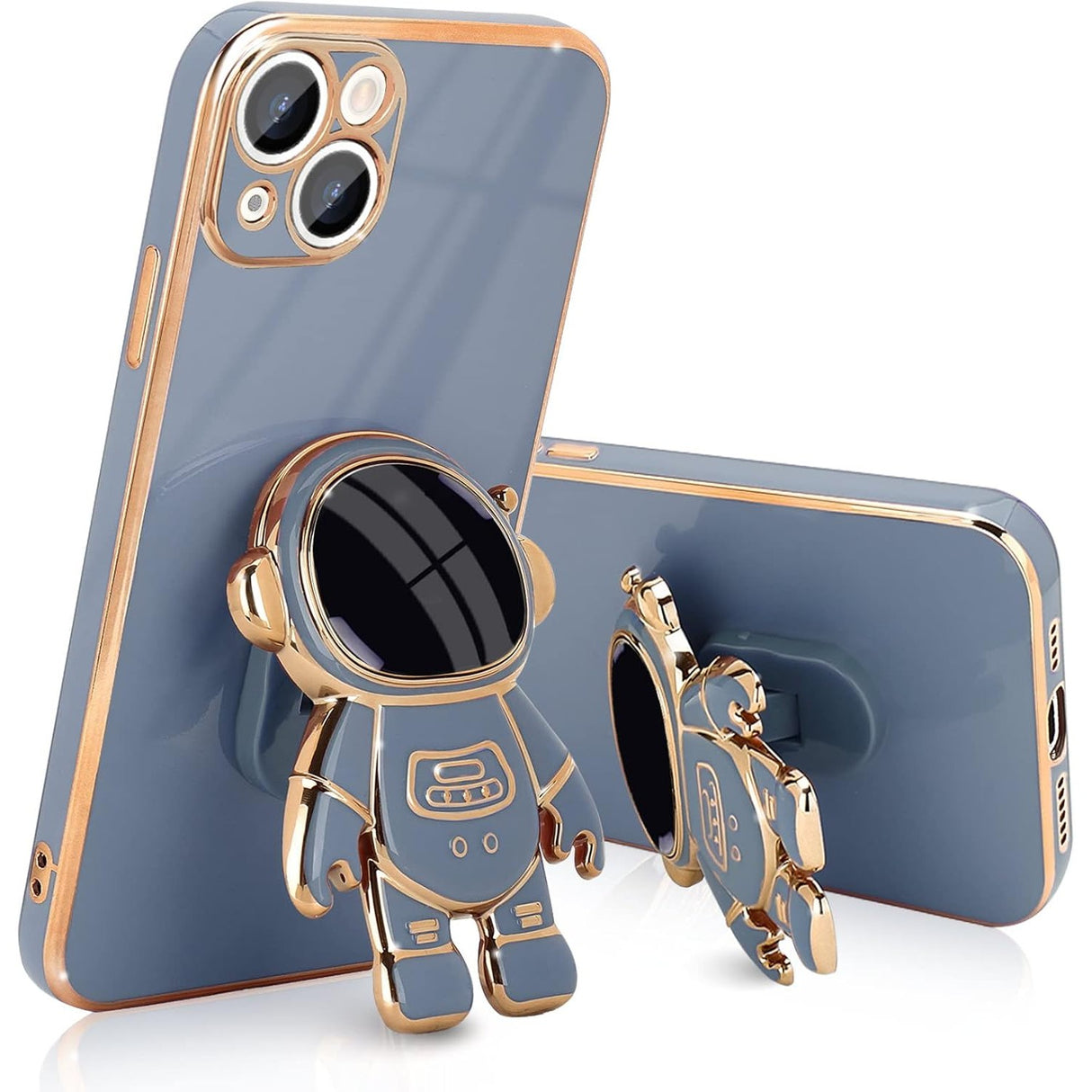 Husa de Protectie TPU 2in1, Vivimall, pentru Apple iPhone 14 Plus, Astronaut cu Suport, Antisoc, Rezistenta la Impact, Protectie Camera, Albastru - vivimall.ro