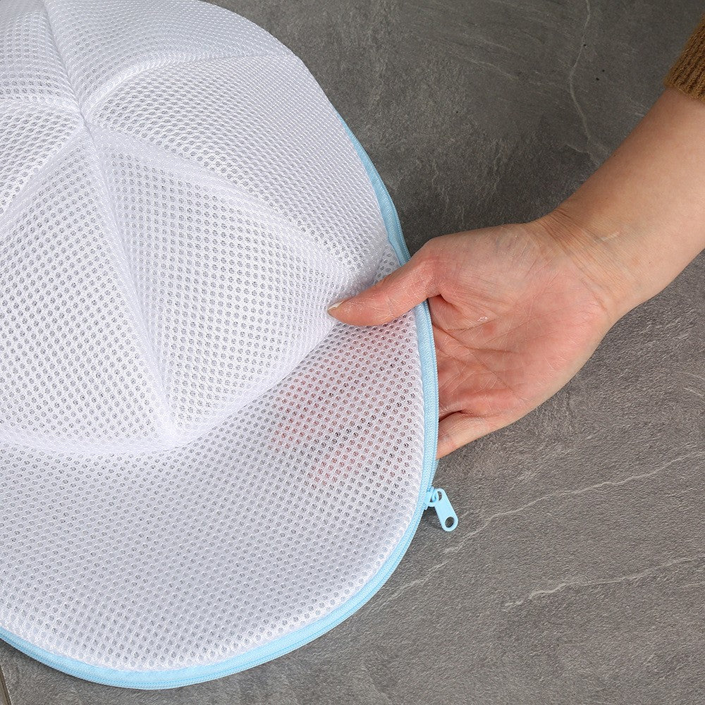 Husa de Spalare Sapca, Vivimall, pentru Masina de Spalat, din Poliester, Circumferinta 53 cm, cu Fermoar, Alb/Albastru - vivimall.ro