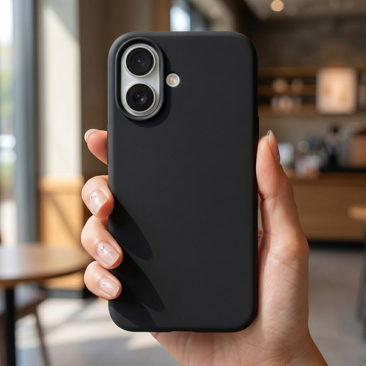 Detaliu interior microfibră husă Flippy iPhone 16, protecție ecran și margini ridicate 1,2 mm