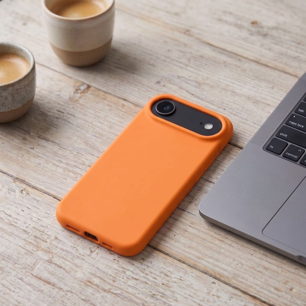 Husă Flippy iPhone 17 Air silicon lichid portocaliu, lifestyle, utilizare cu suport auto MagSafe