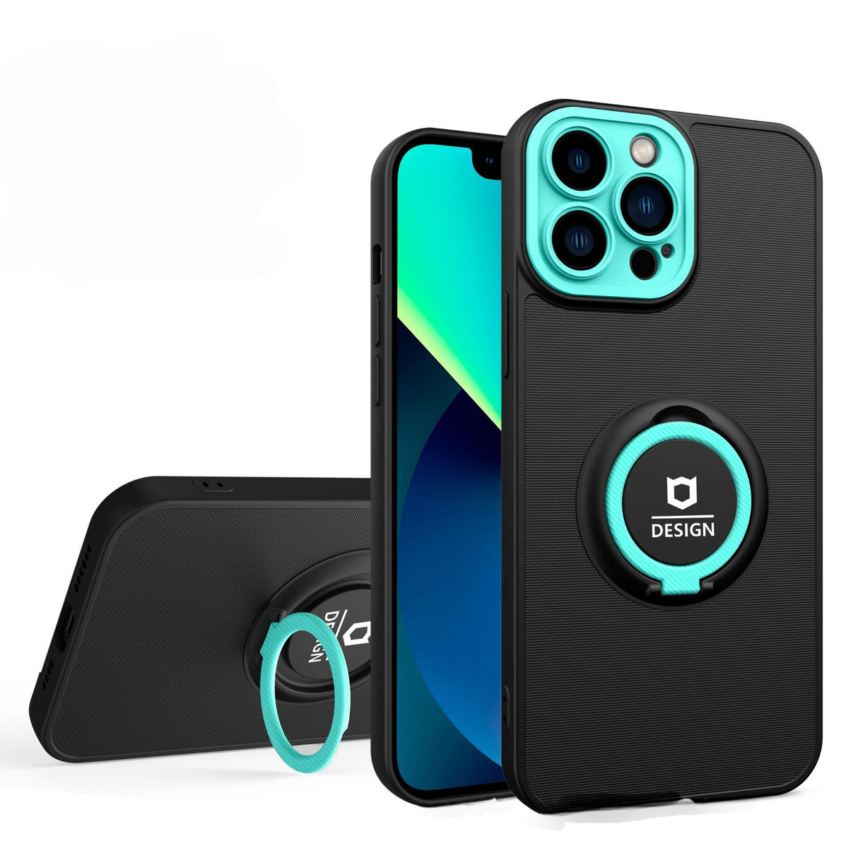 Husa Eagle Eye cu Stand pentru Apple iPhone 14 Pro (6.1) Negru/Turcoaz, Suport Auto Magnetic, Protectie Antisoc, Flippy - vivimall.ro