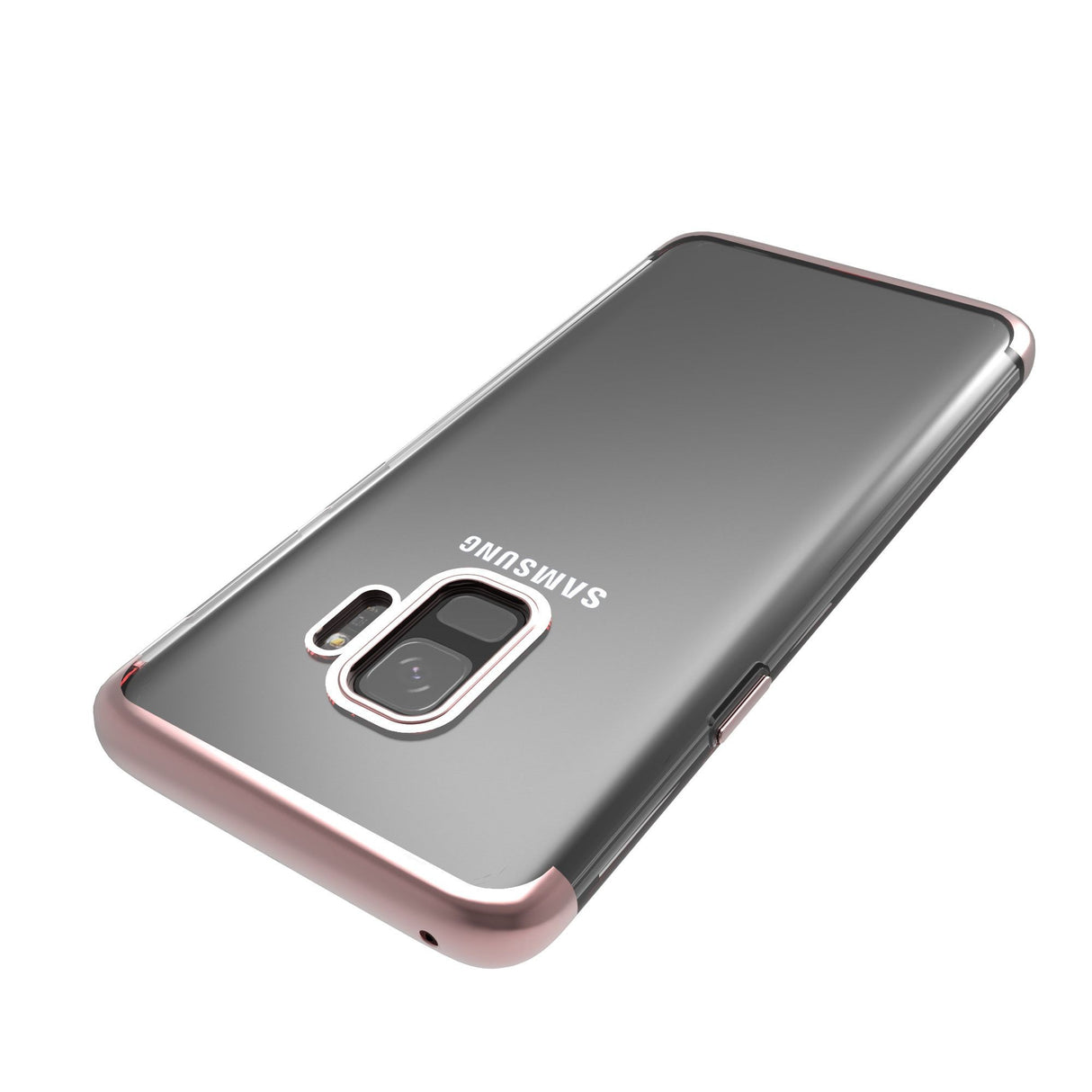 Husa Huawei P20 Lite Transparent cu Margini Roz-Aurii - vivimall.ro