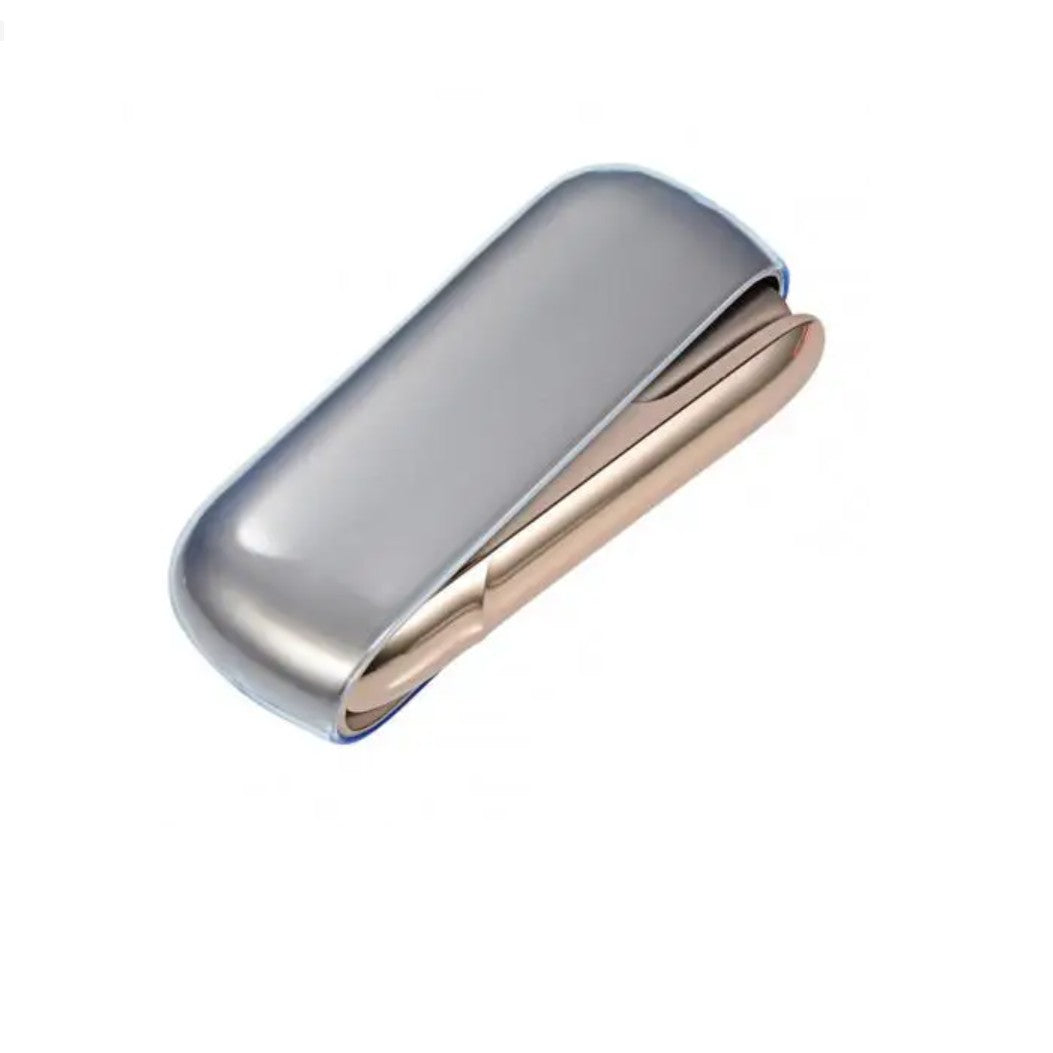 Accesoriu husă plastic IQOS 3 DUO albastru transparent, prezentare în mână, utilizare zilnică