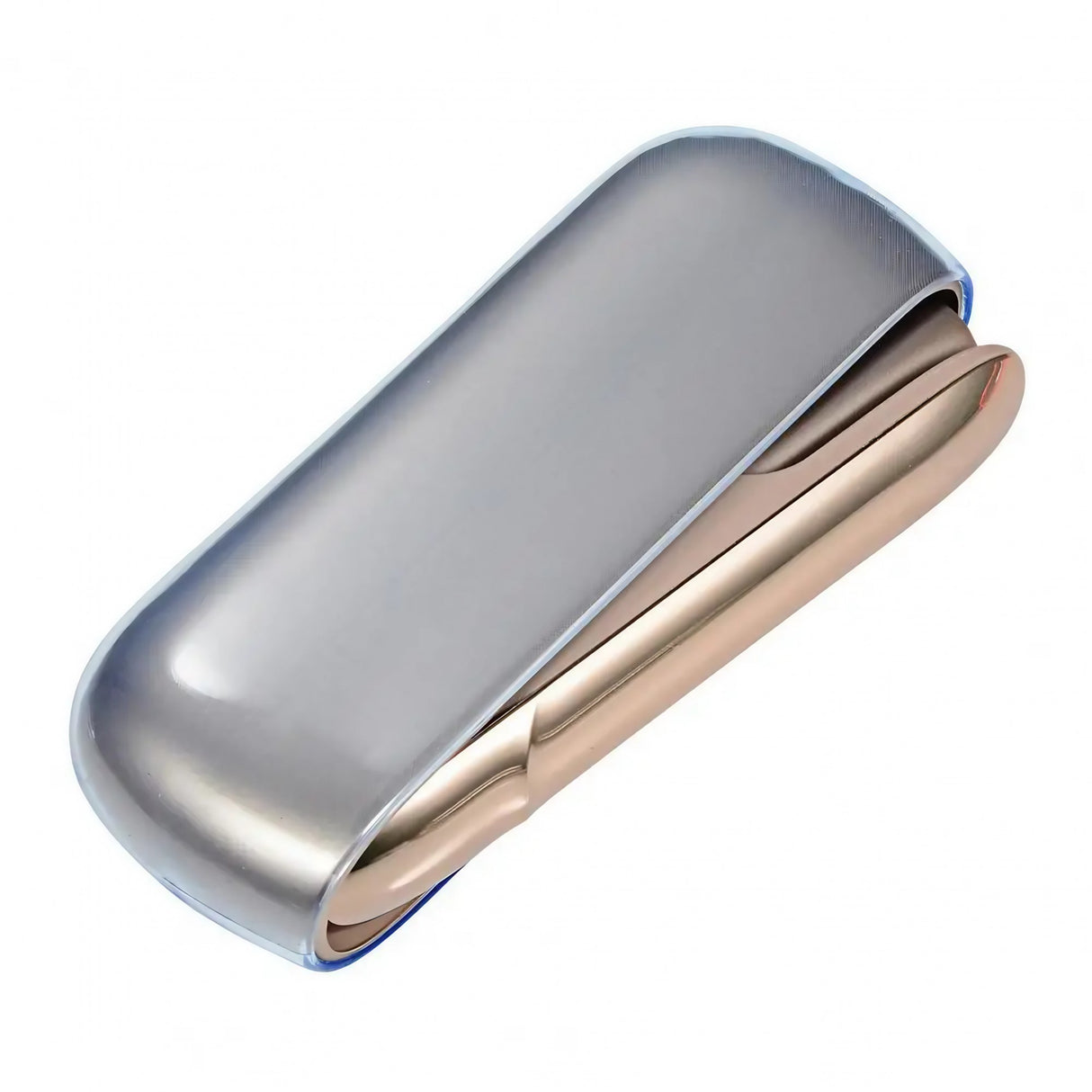Husă albastru transparent pentru IQOS 3.0 DUO din plastic TPU, vedere frontală, dimensiuni 12 x 4.5 cm