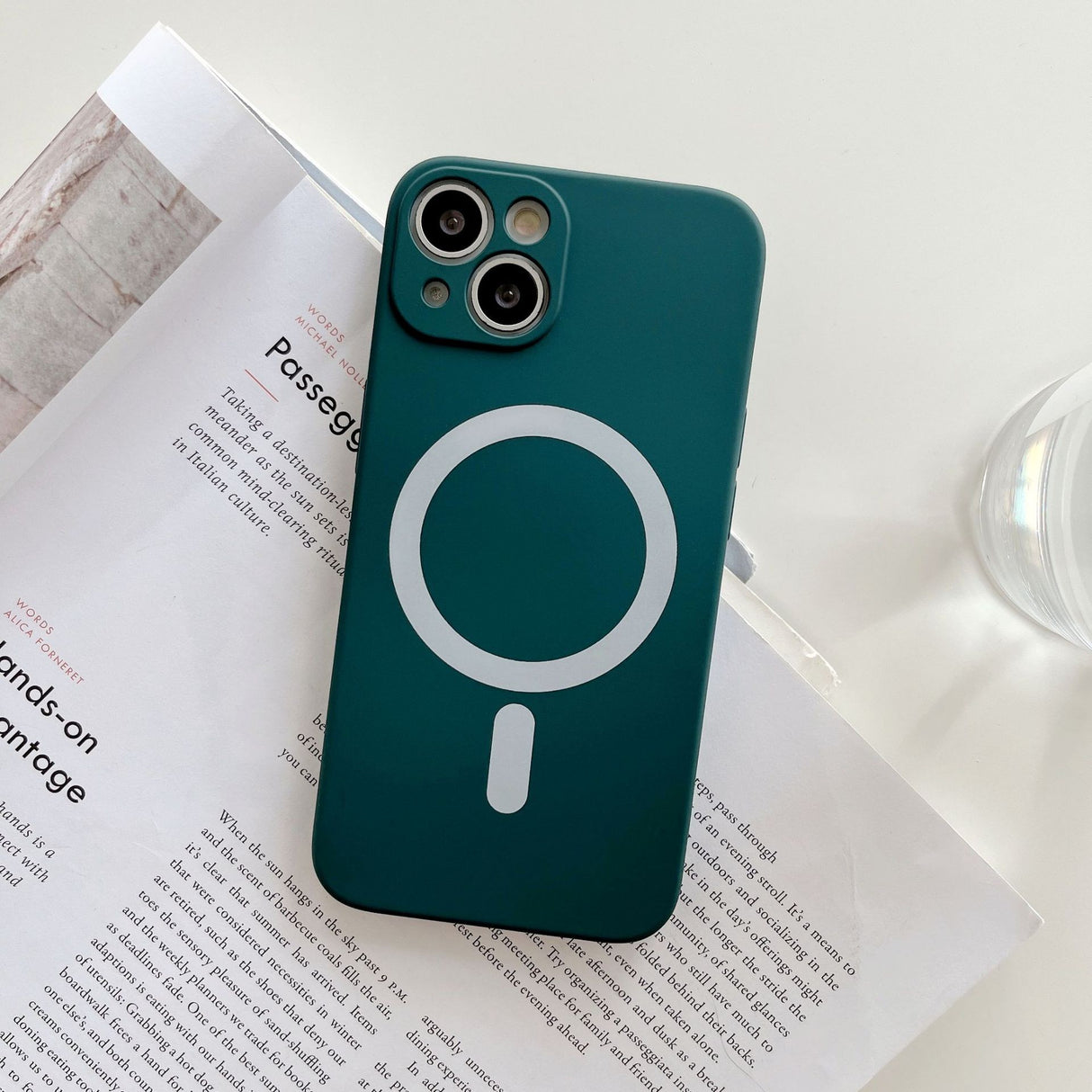 Husa MagSafe pentru Apple iPhone 13 Pro, Silicon, Protectie pentru camera, Magnetica, Incarcare Wireless, Flippy, Verde - vivimall.ro