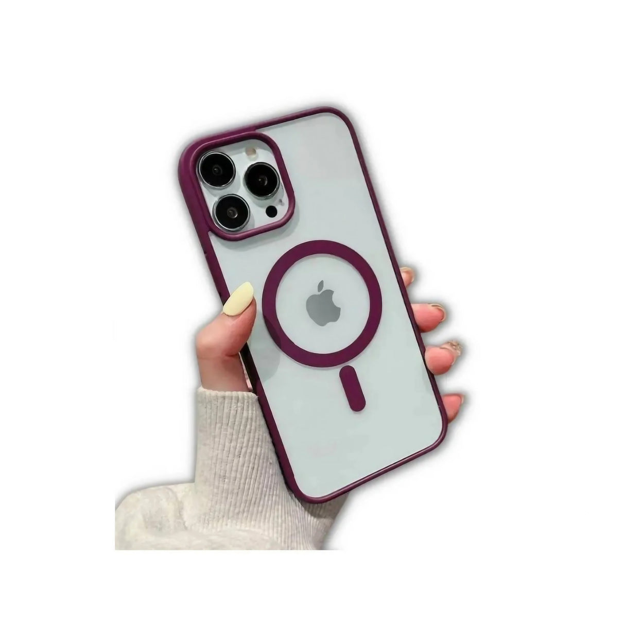 Husa MagSafe pentru Apple iPhone 14 Pro, Full Cover, Frosted Acrylic Color Big Hole, Magnetica, Incarcare Wireless, Flippy, Mov - vivimall.ro