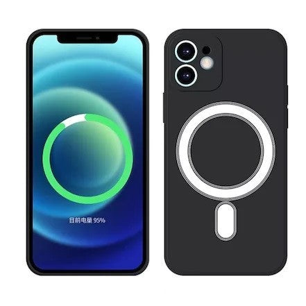 Husa MagSafe pentru Apple iPhone 14 Pro Max, Silicon, Protectie pentru camera, Magnetica, Incarcare Wireless, Flippy, Negru - vivimall.ro