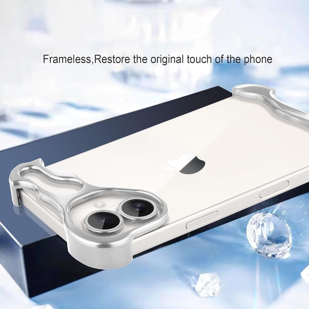 Husa Metalica Compatibila cu iPhone 16, Vivimall, Protectie pentru Colturile Telefonului si Camera, Aliaj, Antisoc, Antizgariere, Argintiu - vivimall.ro