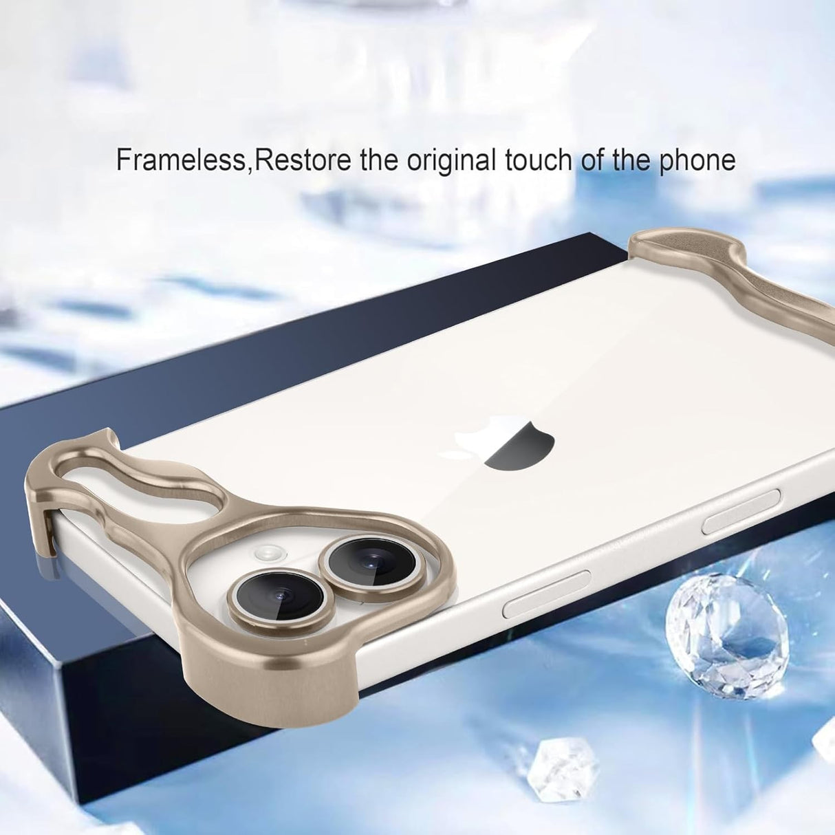 Husa Metalica Compatibila cu iPhone 16 Plus, Vivimall, Protectie pentru Colturile Telefonului si Camera, Aliaj, Antisoc, Antizgariere, Auriu - vivimall.ro