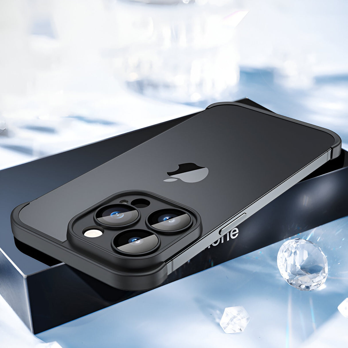 Husa TPU Edgeless Compatibila cu iPhone 15 Pro, Vivimall, Protectie pentru Colturi si Camera, Aliaj, Antisoc, Antizgariere, Negru Mat - vivimall.ro