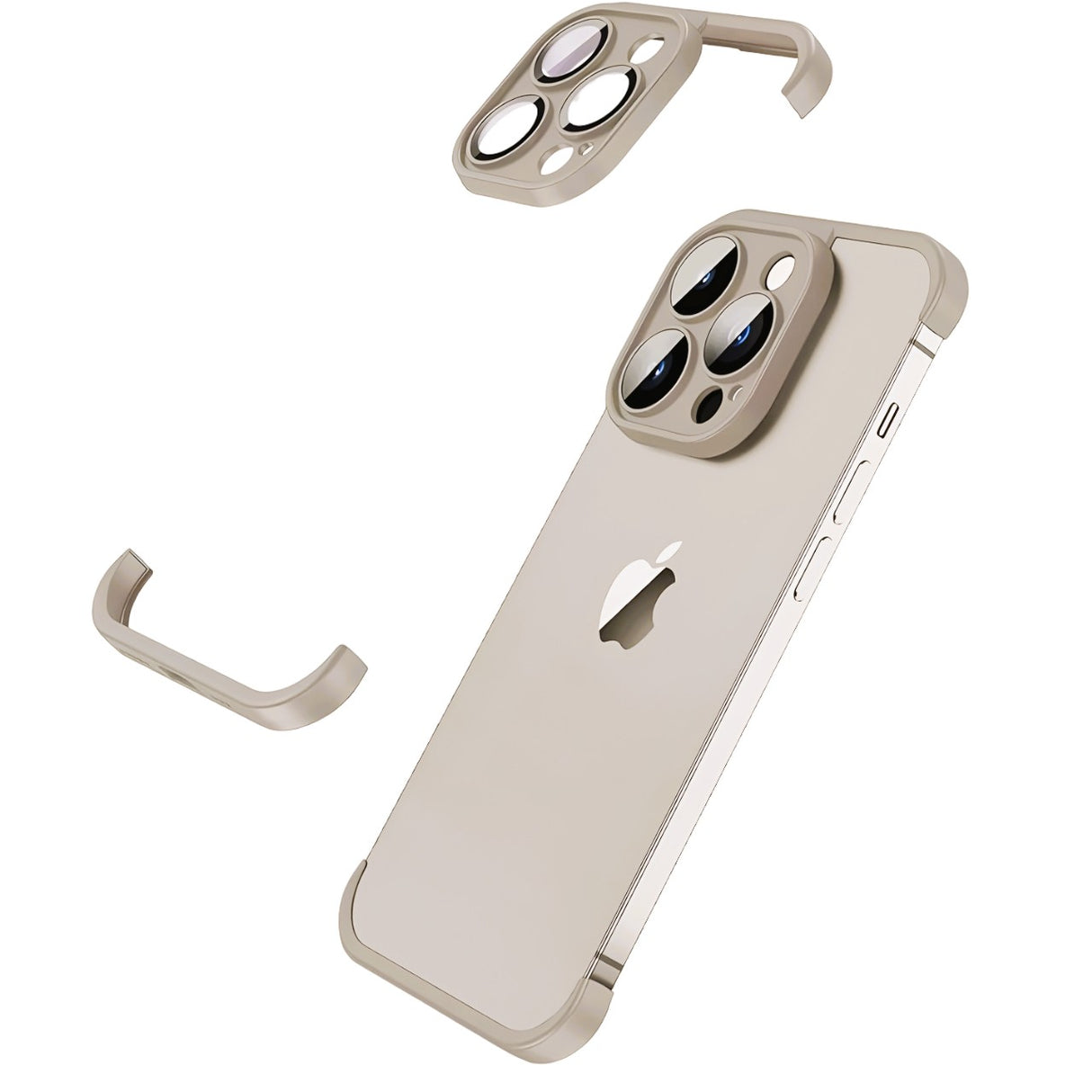 Husa Metalica Edgeless Compatibila cu iPhone 15 Pro Max, Vivimall, Protectie pentru Colturi si Camera, Aliaj, Antisoc, Antizgariere, Gri Metalizat - vivimall.ro