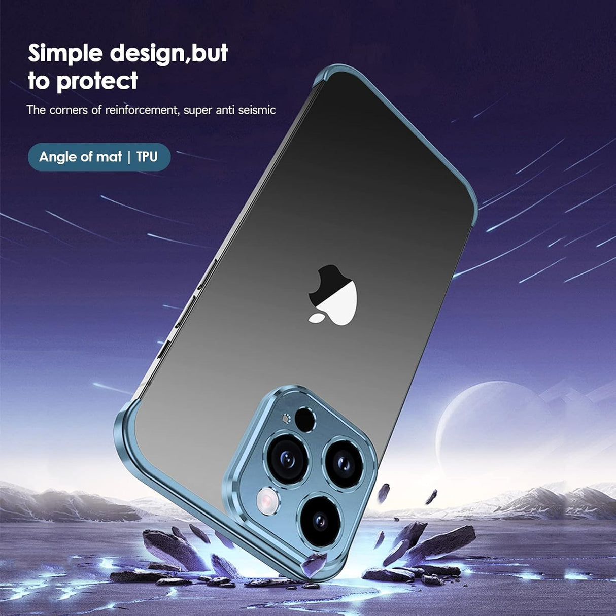 Husa Metalica Edgeless Compatibila cu iPhone 16, Vivimall, Protectie pentru Colturi si Camera, Aliaj Aluminiu, Antisoc, Antizgariere, Albastru - vivimall.ro