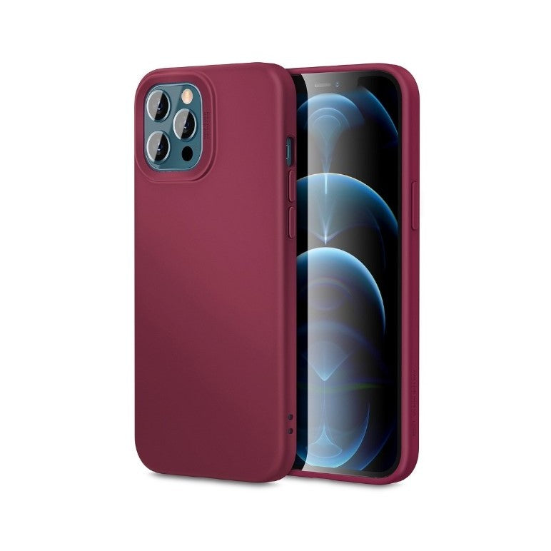 Husa pentru Apple iPhone 14 Flippy, Liquid Silicone, cu Microfibra pe interior, Protectie Antisoc, Wine red, Claret - vivimall.ro