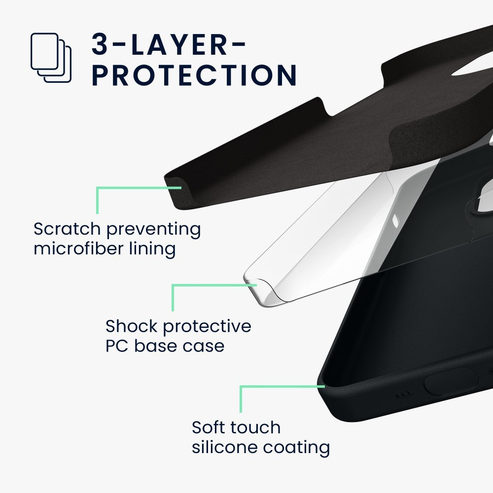 Husa pentru Apple iPhone 14 Pro Flippy, Liquid Silicone, cu Microfibra pe interior, Protectie Antisoc, Negru - vivimall.ro